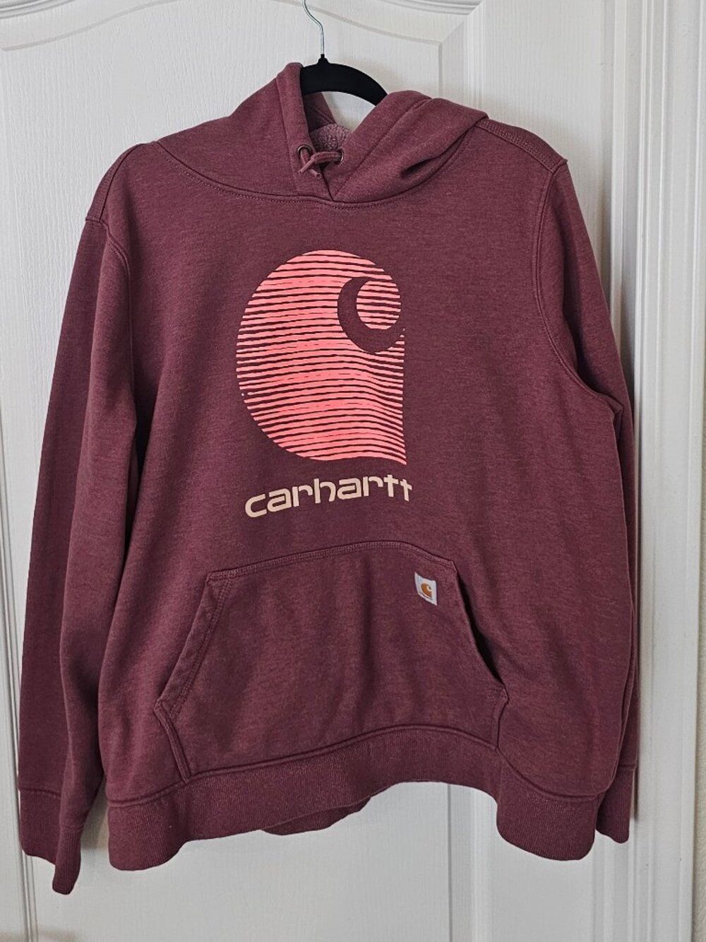 Carhartt Rain Defender Hoodie Men 2XL XXL Relaxed Fit Logo Burgundy Sweatshirt